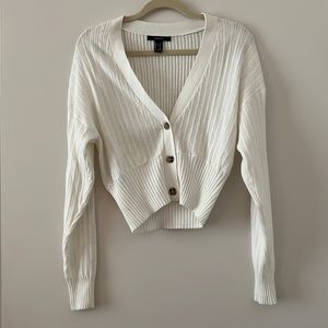 Cropped white cardigan